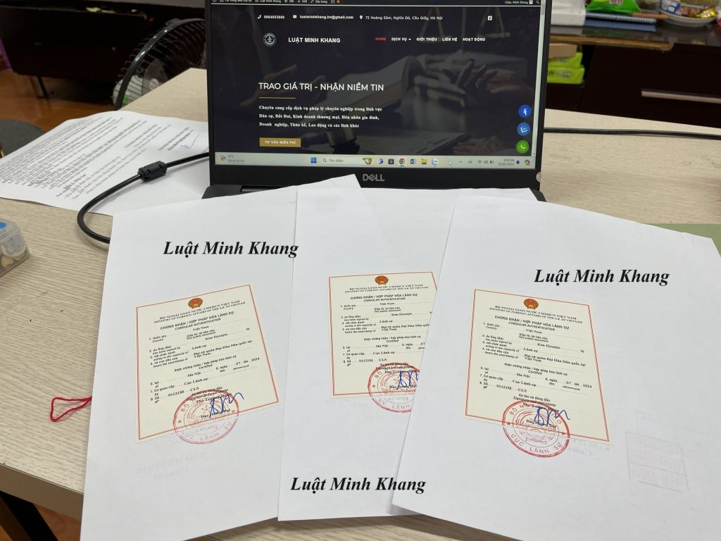Hợp pháp hóa lãnh sự giấy tờ tiếng Anh