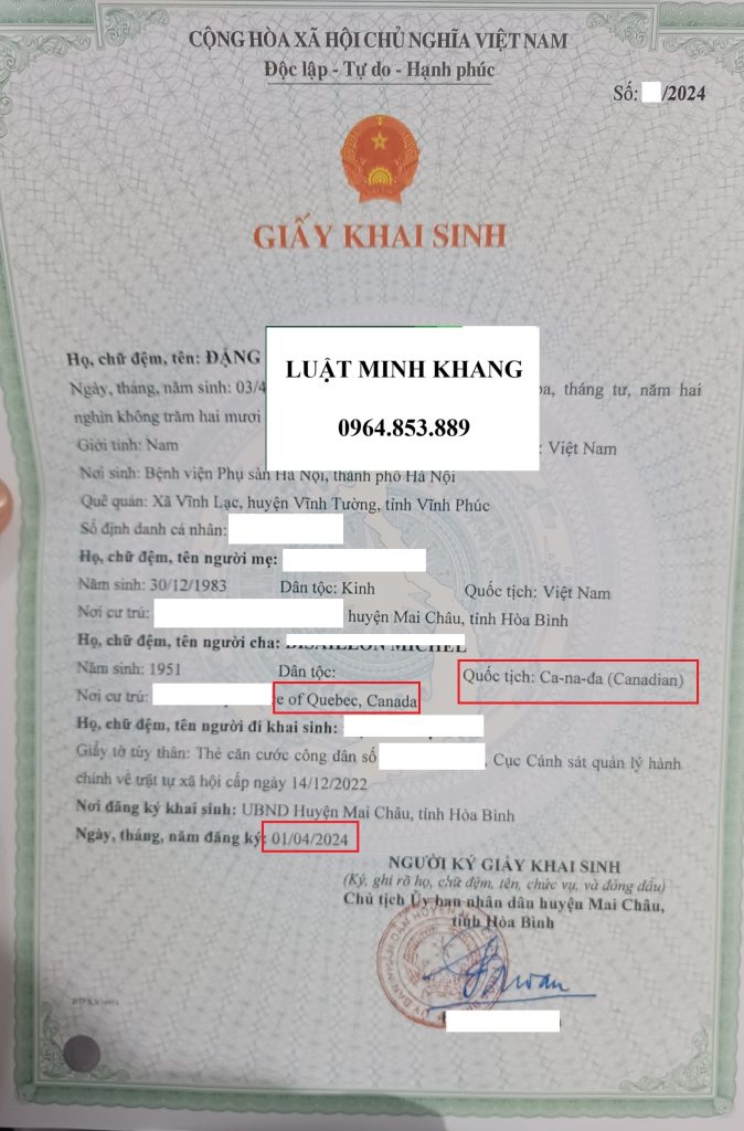 Đăng ký khai sinh có yếu tố nước ngoài
