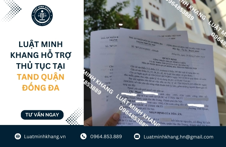 Luật Minh Khang hỗ trợ thủ tục pháp lý tại Quận Đống Đa