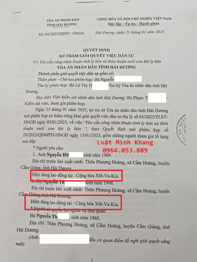 Ly hôn yếu tố nước ngoài tại Hải Dương