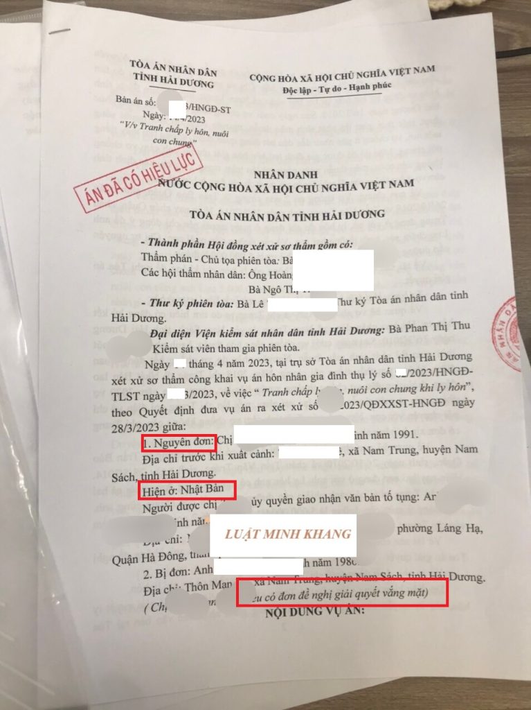 Ly hôn yếu tố nước ngoài tại Hải Dương