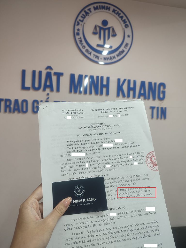Ly hôn với 1 bên đang ở Đài Loan tại Hà Nội