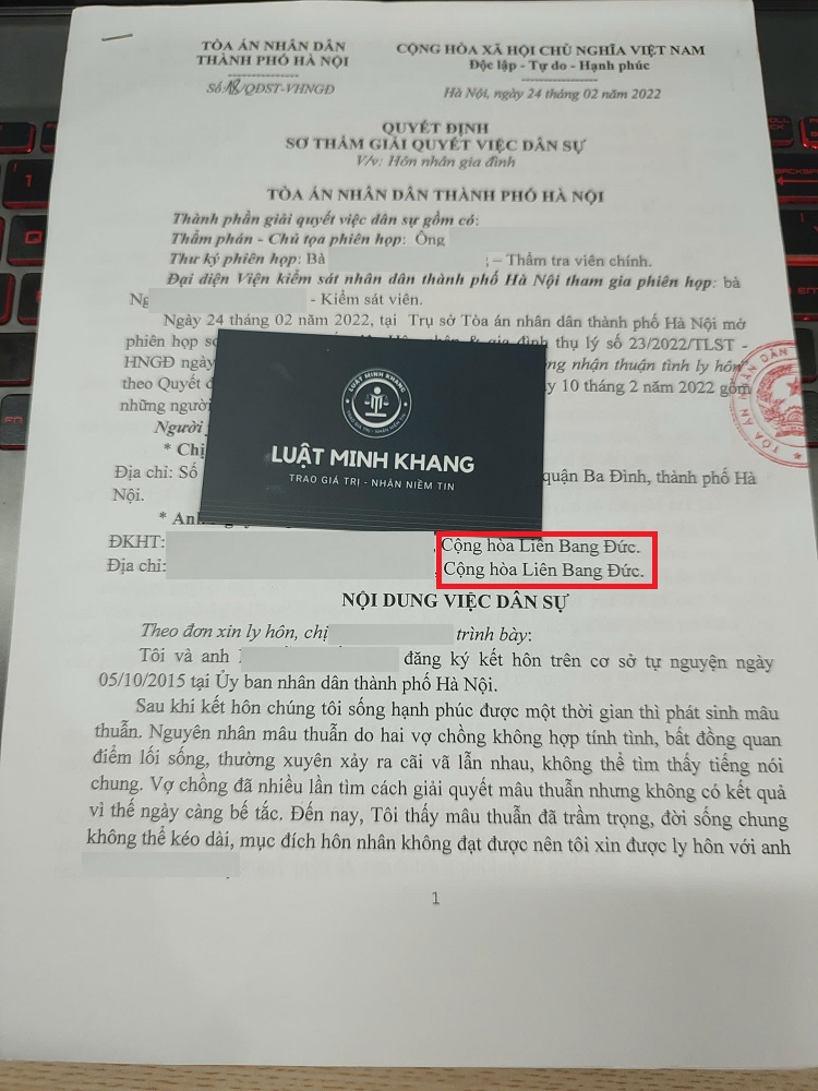 Ly hôn cả 2 bên đều ở Đức