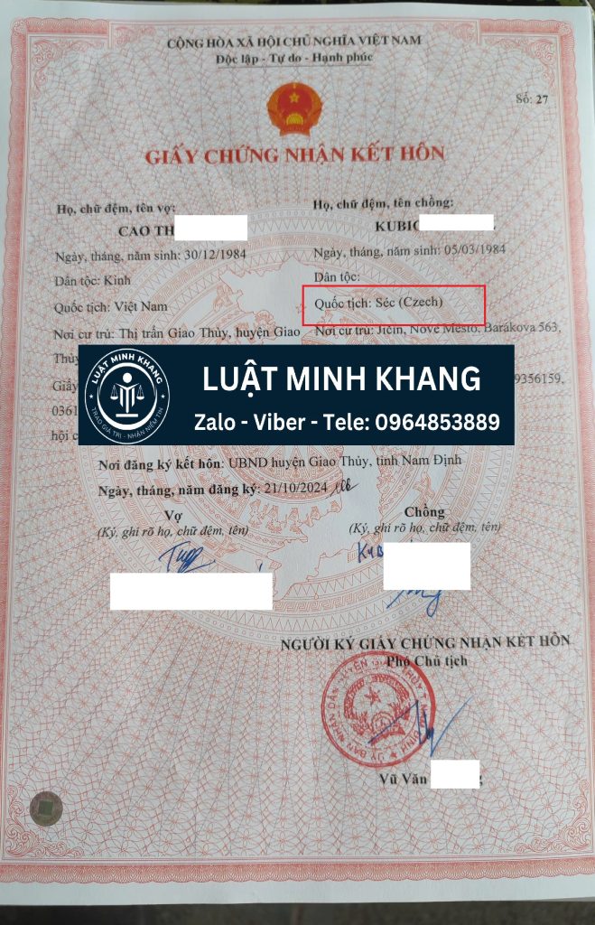 Luật Minh Khang hỗ trợ khách hàng VN kết hôn với người Séc