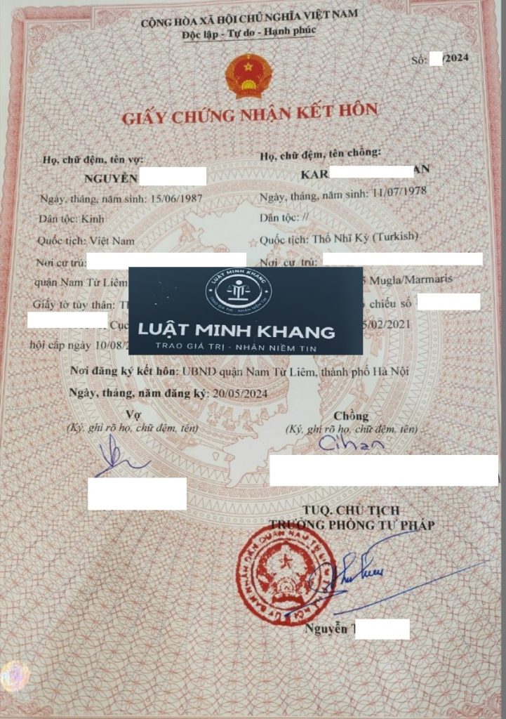 Luật Minh Khang hỗ trợ khách hàng VN kết hôn với người Thổ Nhĩ Kỳ