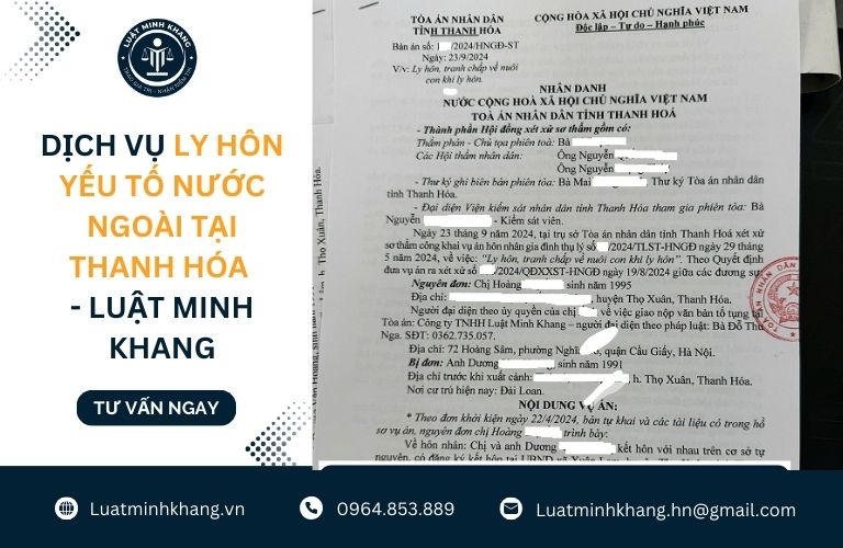 Dịch vụ ly hôn yếu tố nước ngoài tại Thanh Hóa - Luật Minh Khang