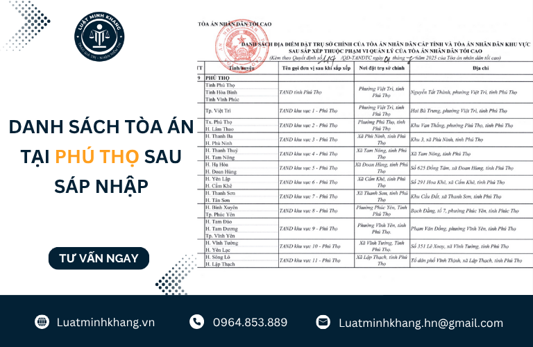 Danh sách tòa án tại Phú Thọ sau sáp nhập