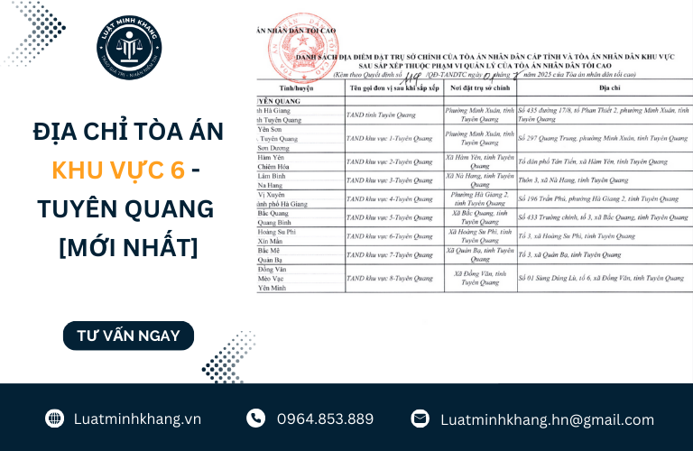 Địa chỉ tòa án khu vực 6 Tuyên Quang