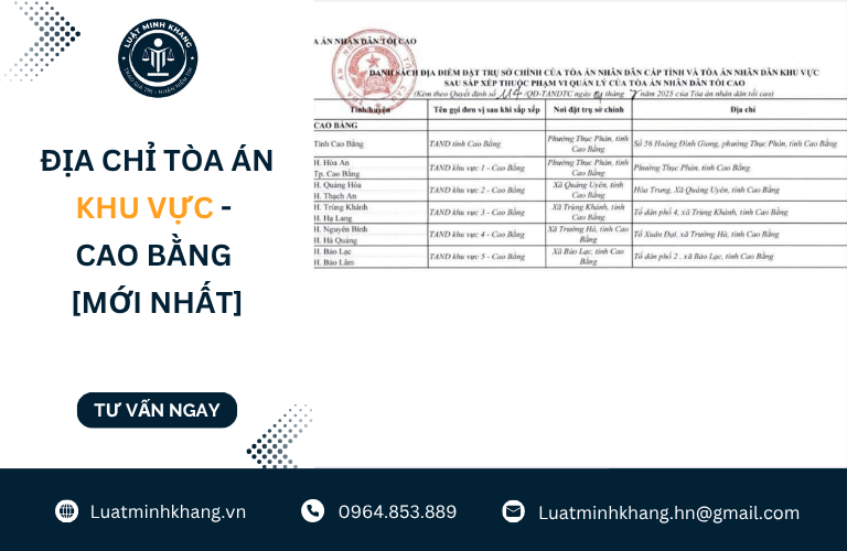 Địa chỉ tòa án khu vực - Cao Bằng