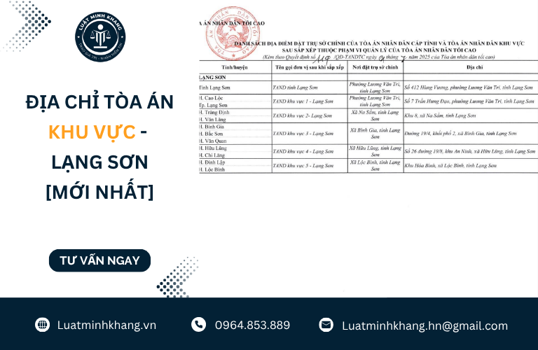 Địa chỉ tòa án khu vực -Lạng Sơn [Mới nhất]