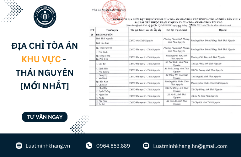 Địa chỉ tòa án khu vực - Thái Nguyên