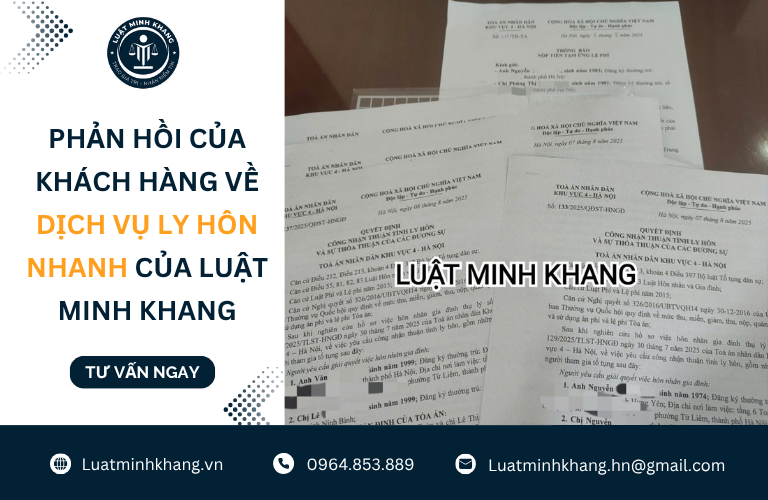 Phản hồi của khách hàng về dịch vụ ly hôn nhanh của Luật Minh Khang